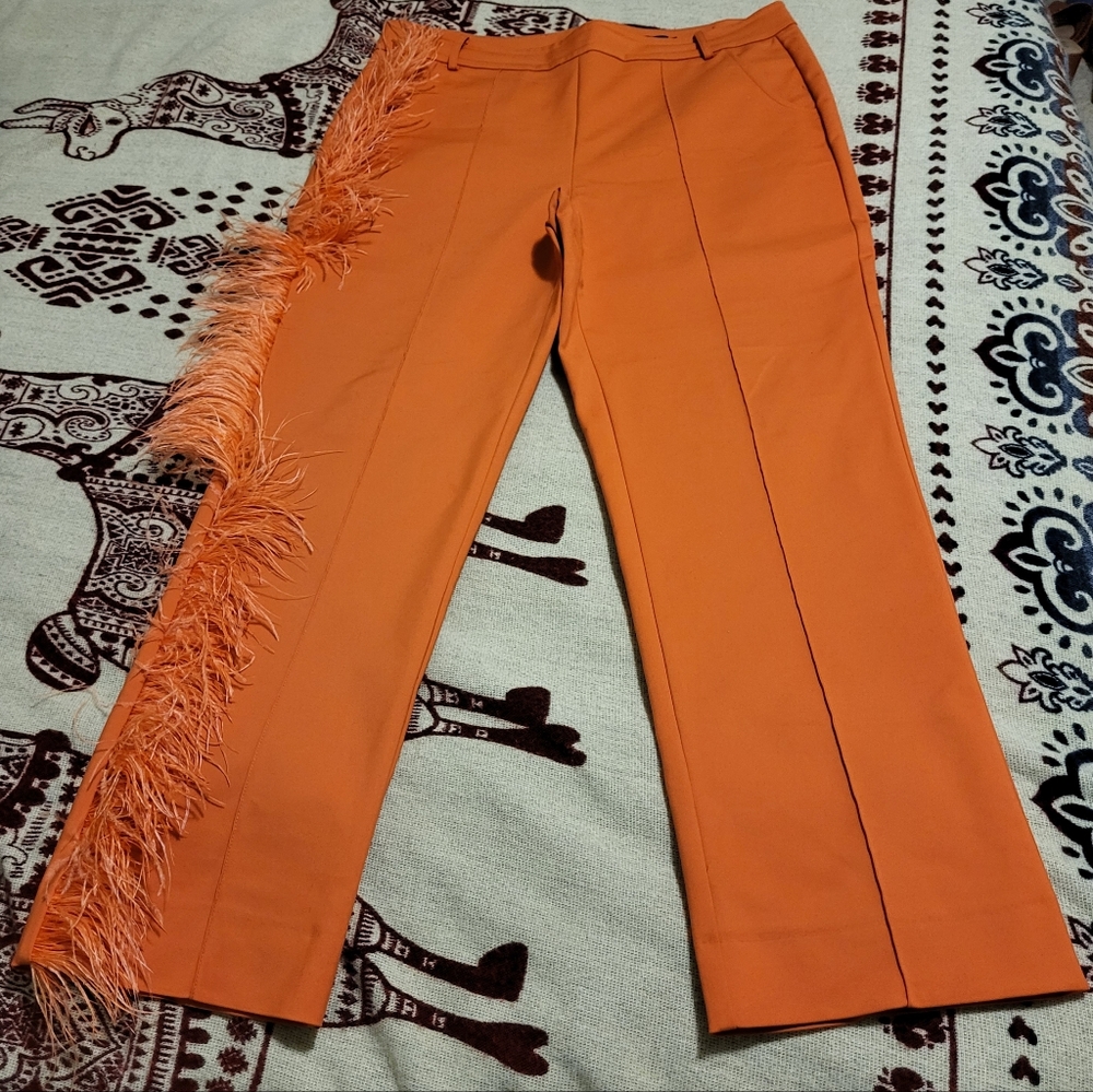 Elegant Hanifa  Ava feather detail pants